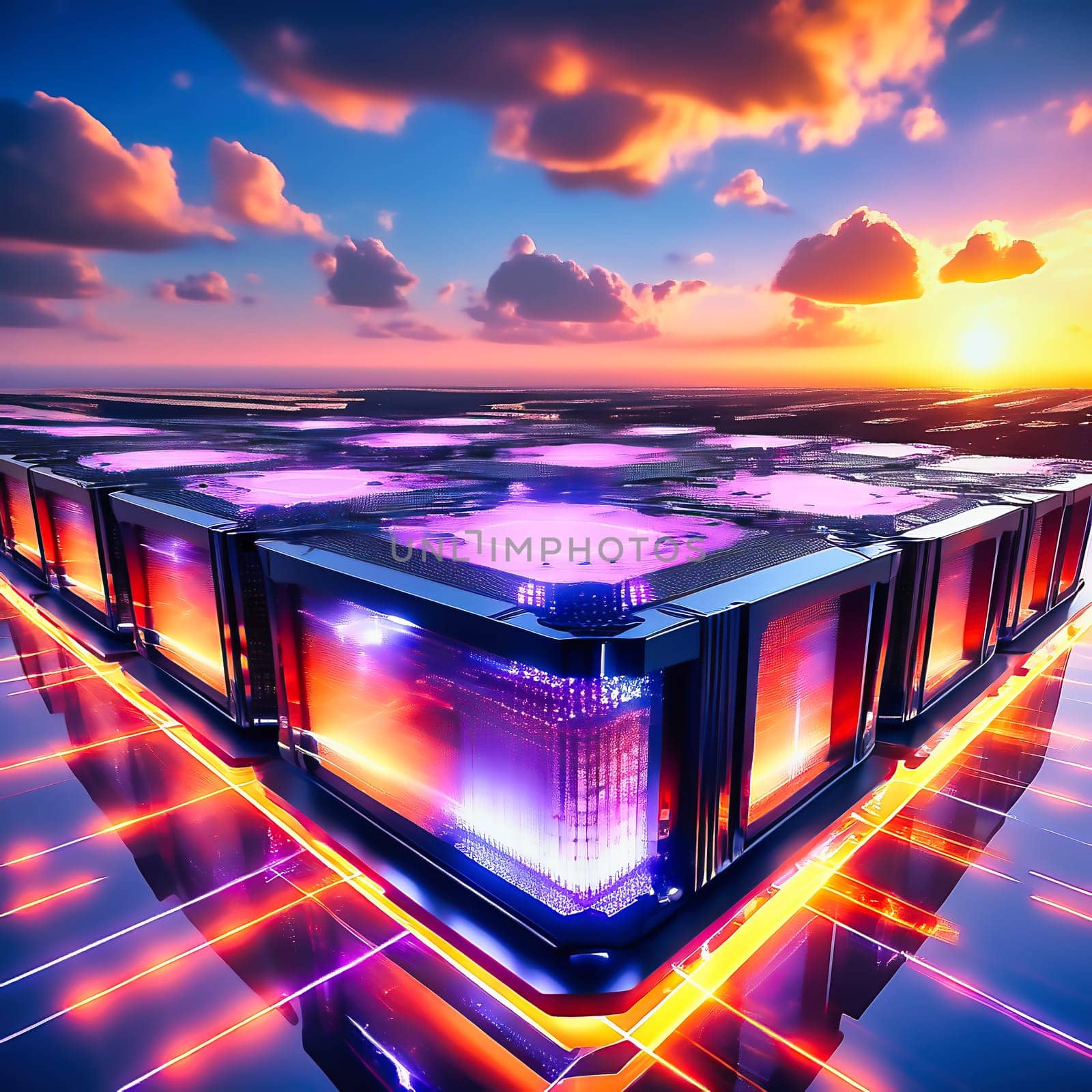 Server room with server cabinets, digitalis for host PC. Management and storage of data. AI generated image.