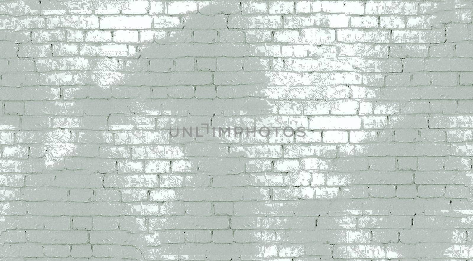 An old white brick wall with gray paint spots on the surface in close-up