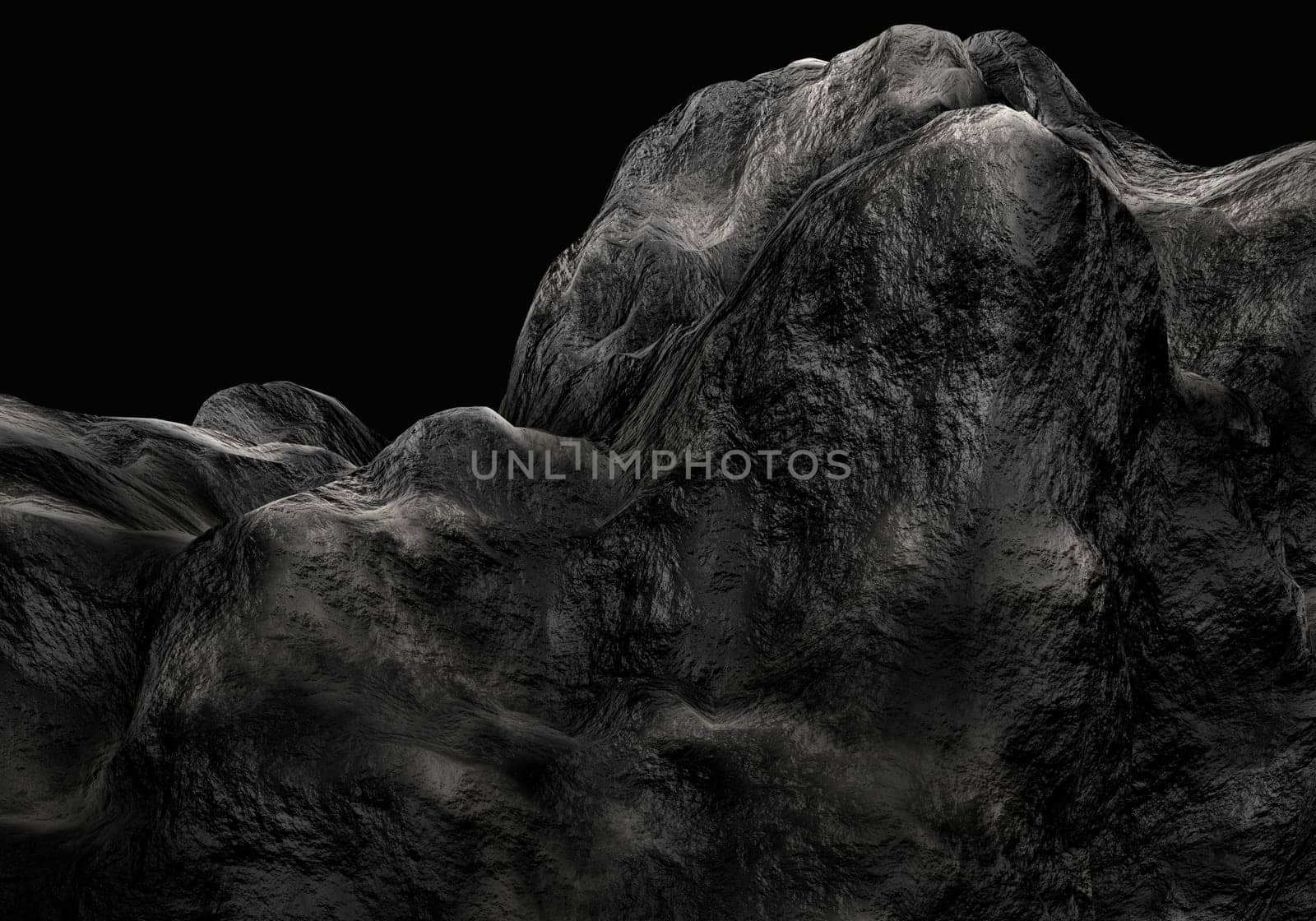 Very big and beautiful black rocks on dark black background