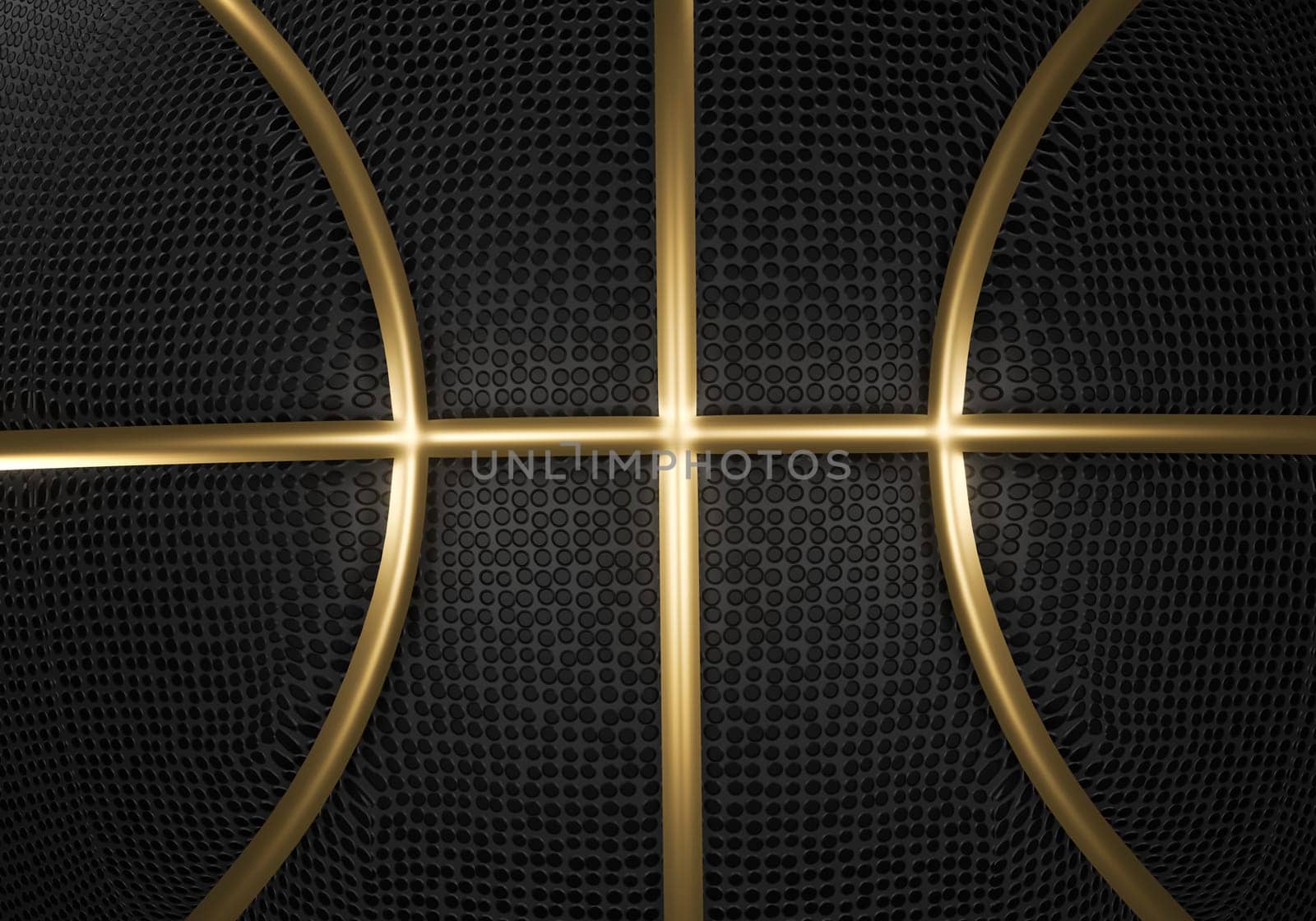 Black basketball closeup with golden lines high quality