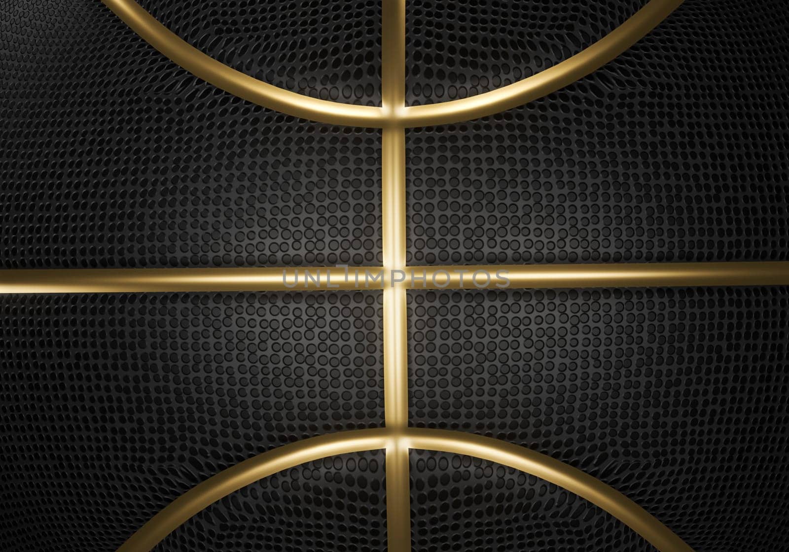 Black basketball closeup with golden lines high quality