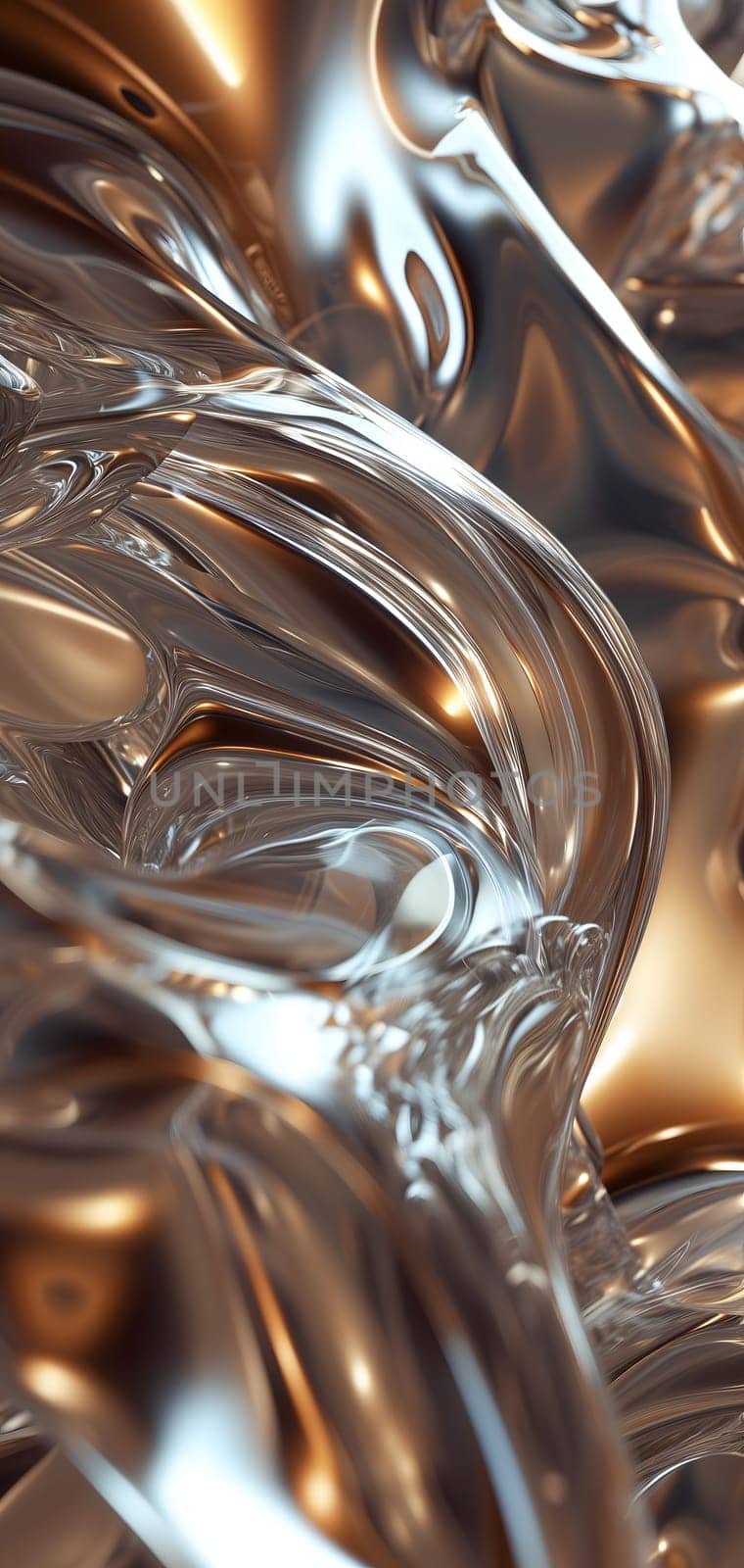 Shiny quicksilver mercury metal waves background and wallpaper. Neural network generated in January 2024. Not based on any actual scene or pattern.