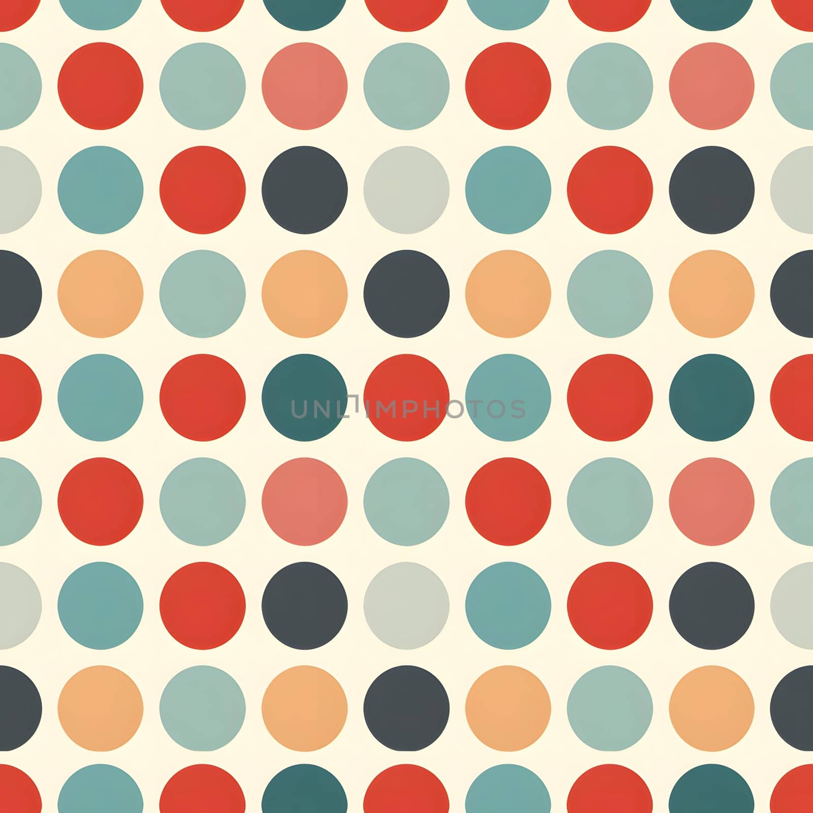 Seamless pattern of colorful polka dot. Neural network generated image. Not based on any actual scene or pattern.