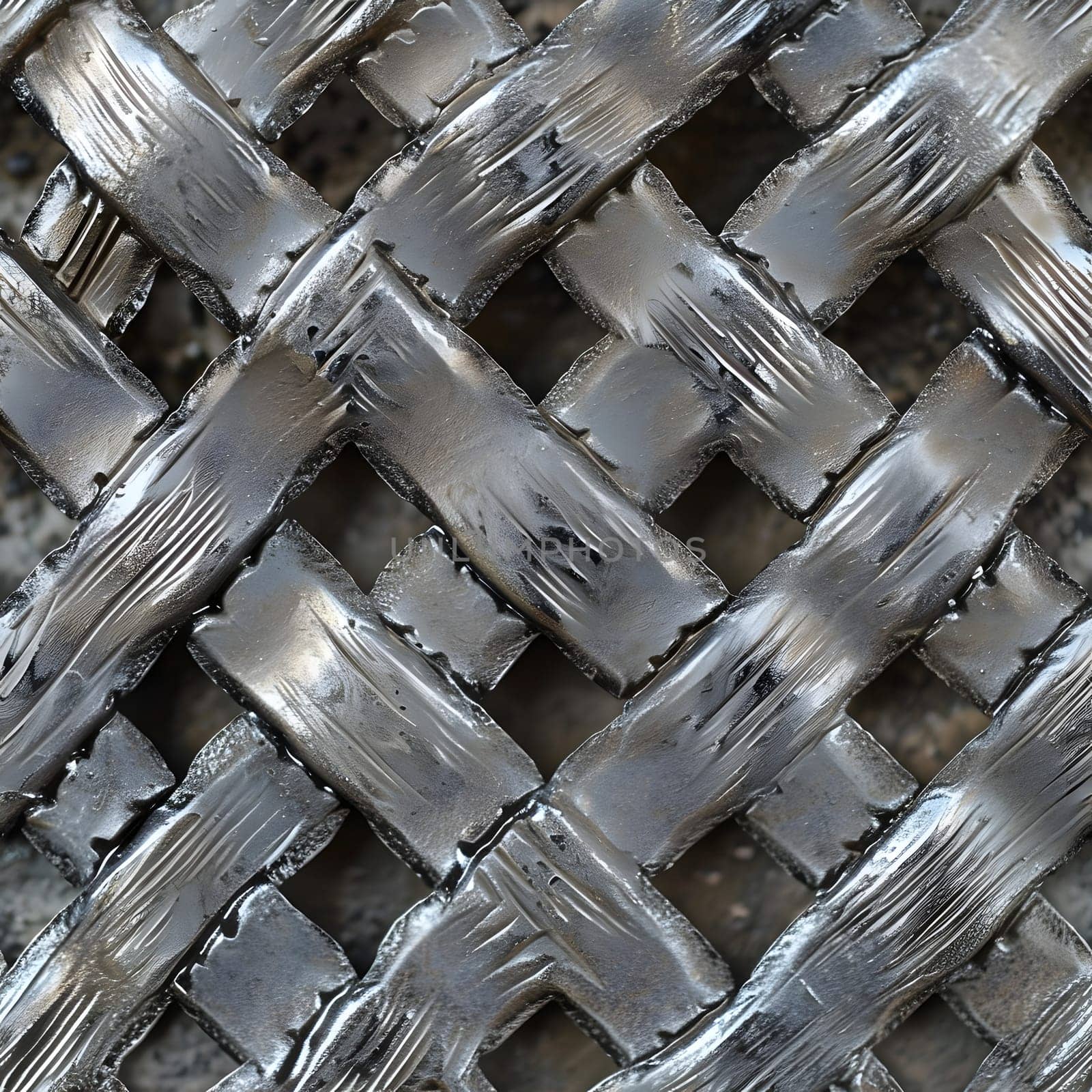 Seamless metal pattern texture. Neural network generated image. Not based on any actual scene or pattern.