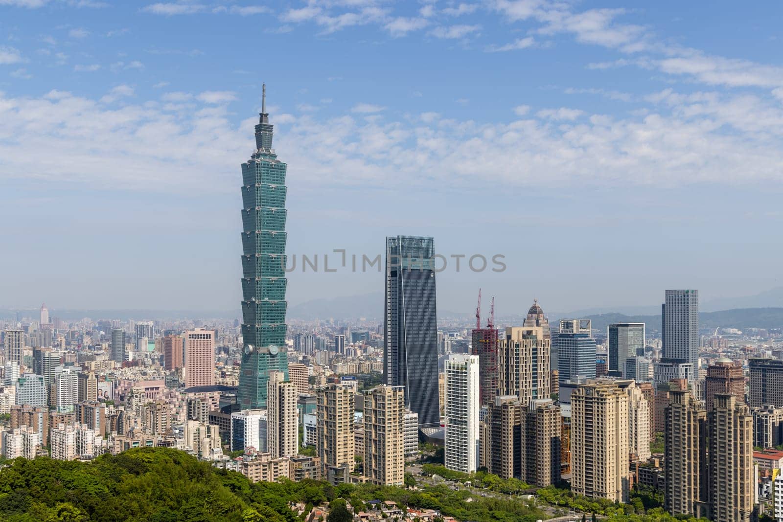 Taipei, Taiwan 10 April 2022: Taipei city skyline in Taiwan