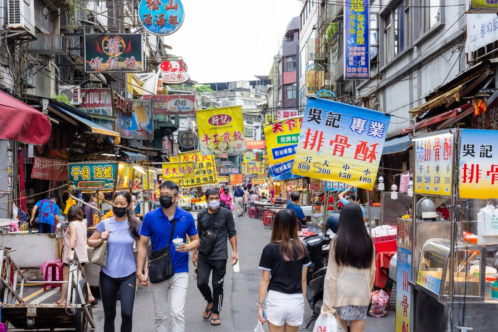 Keelung, Taiwan 19 August 2022: Keelung Miaokou Night Market in Keelung of Taiwan