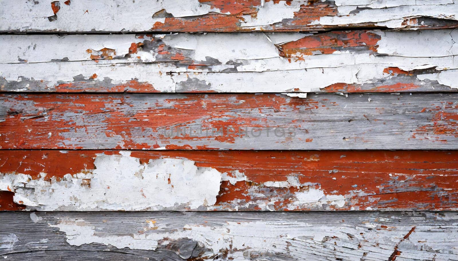 Light blue red and green weathered wooden background with cracked paint.