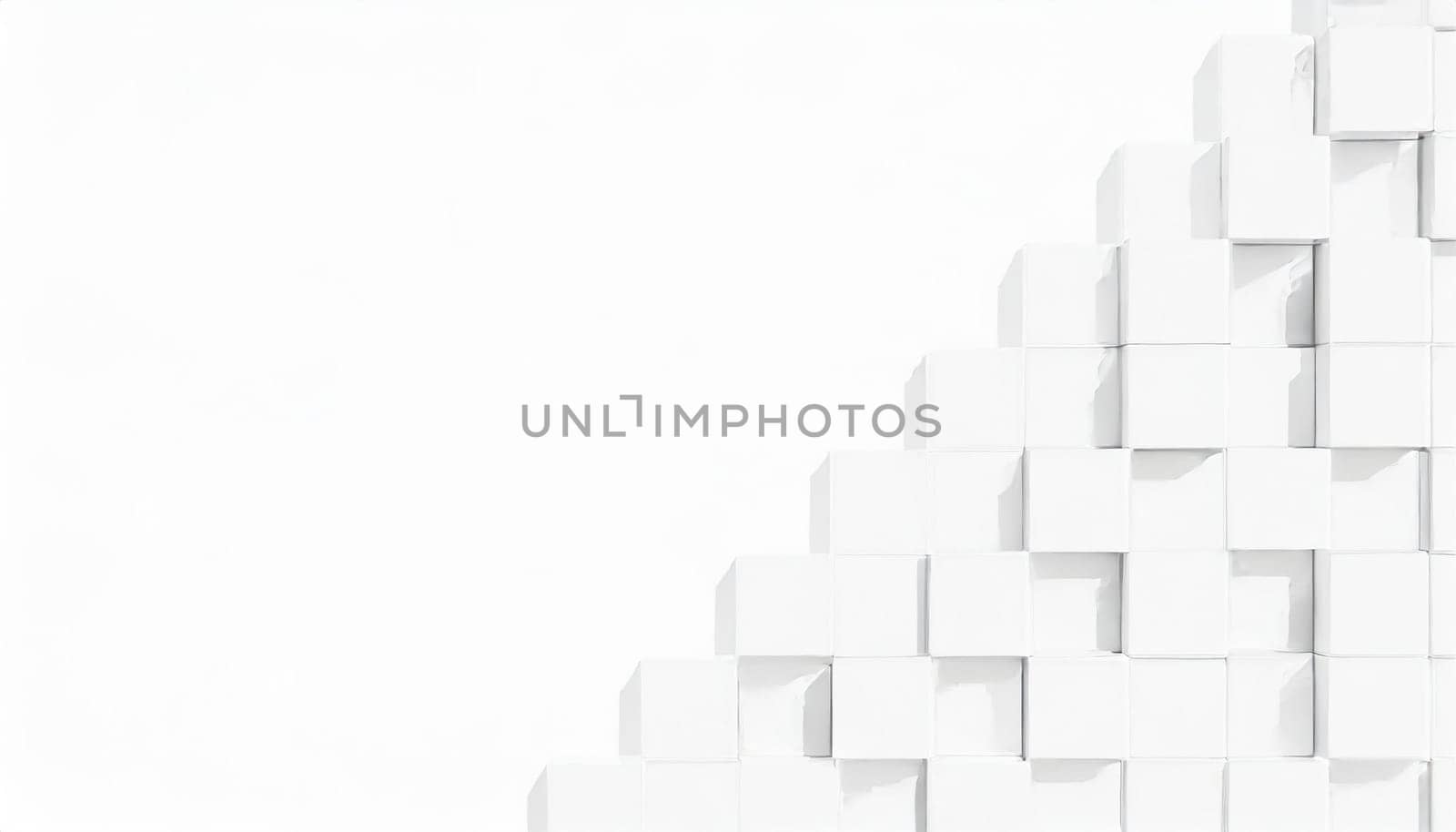 Random shifted white cube boxes block background wallpaper banner with copy space