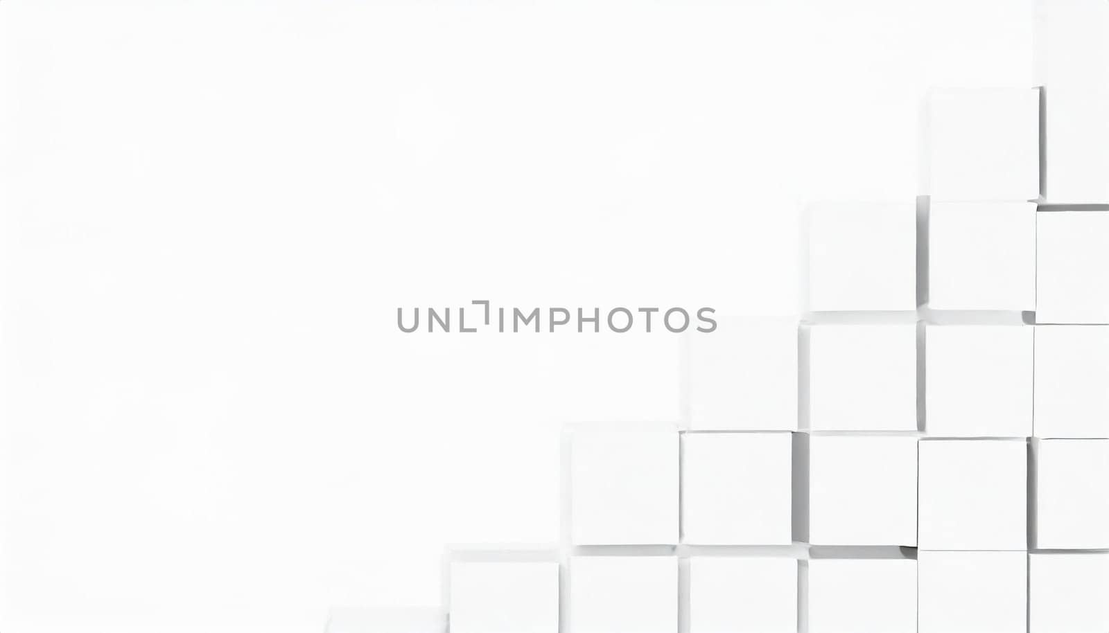 Random shifted white cube boxes block background wallpaper banner with copy space