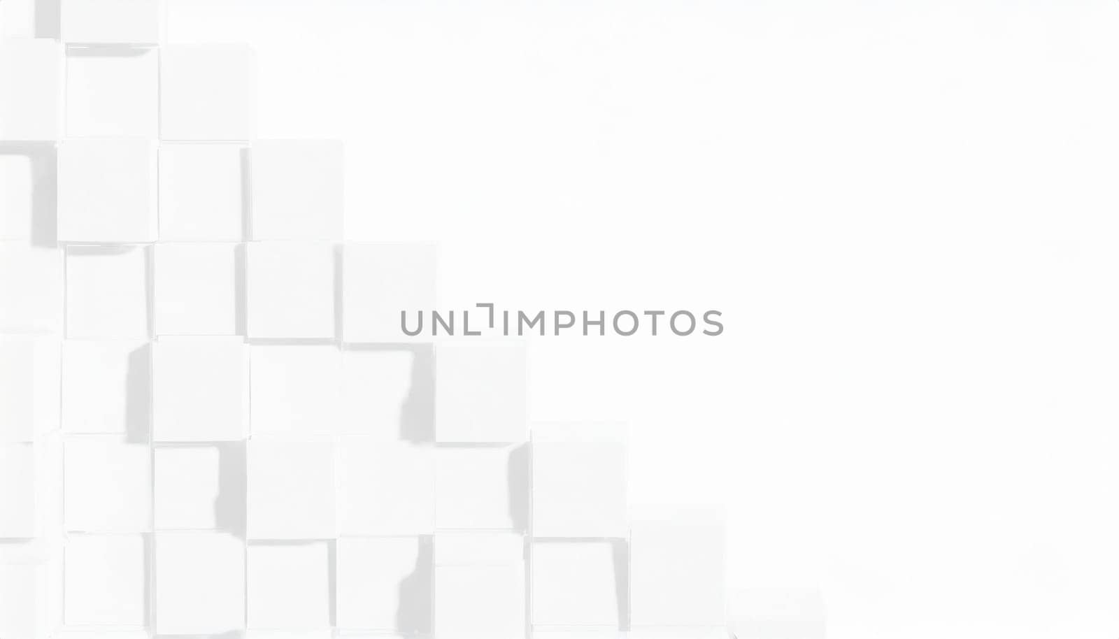Random shifted white cube boxes block background wallpaper banner with copy space