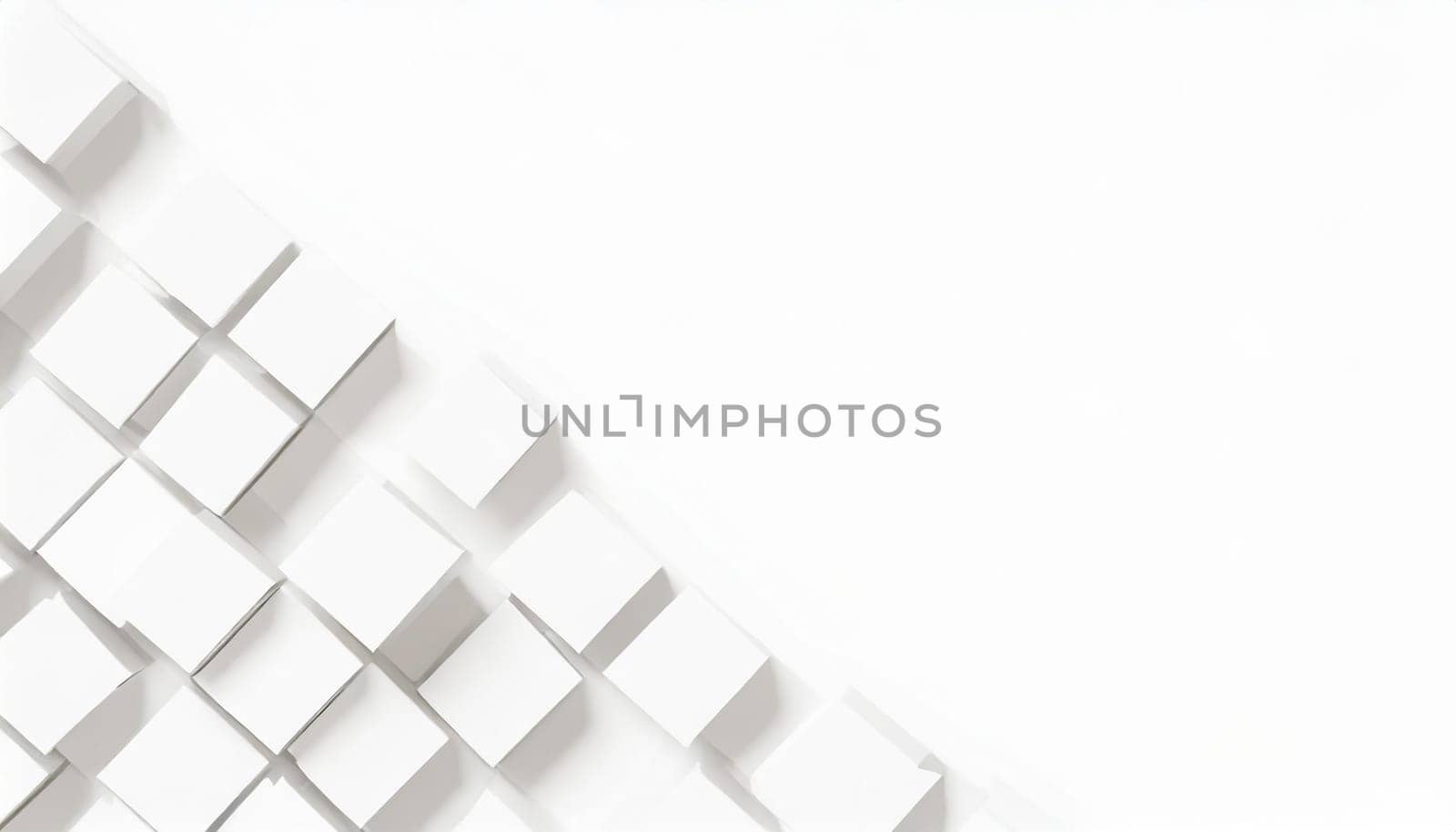 Random shifted white cube boxes block background wallpaper banner with copy space