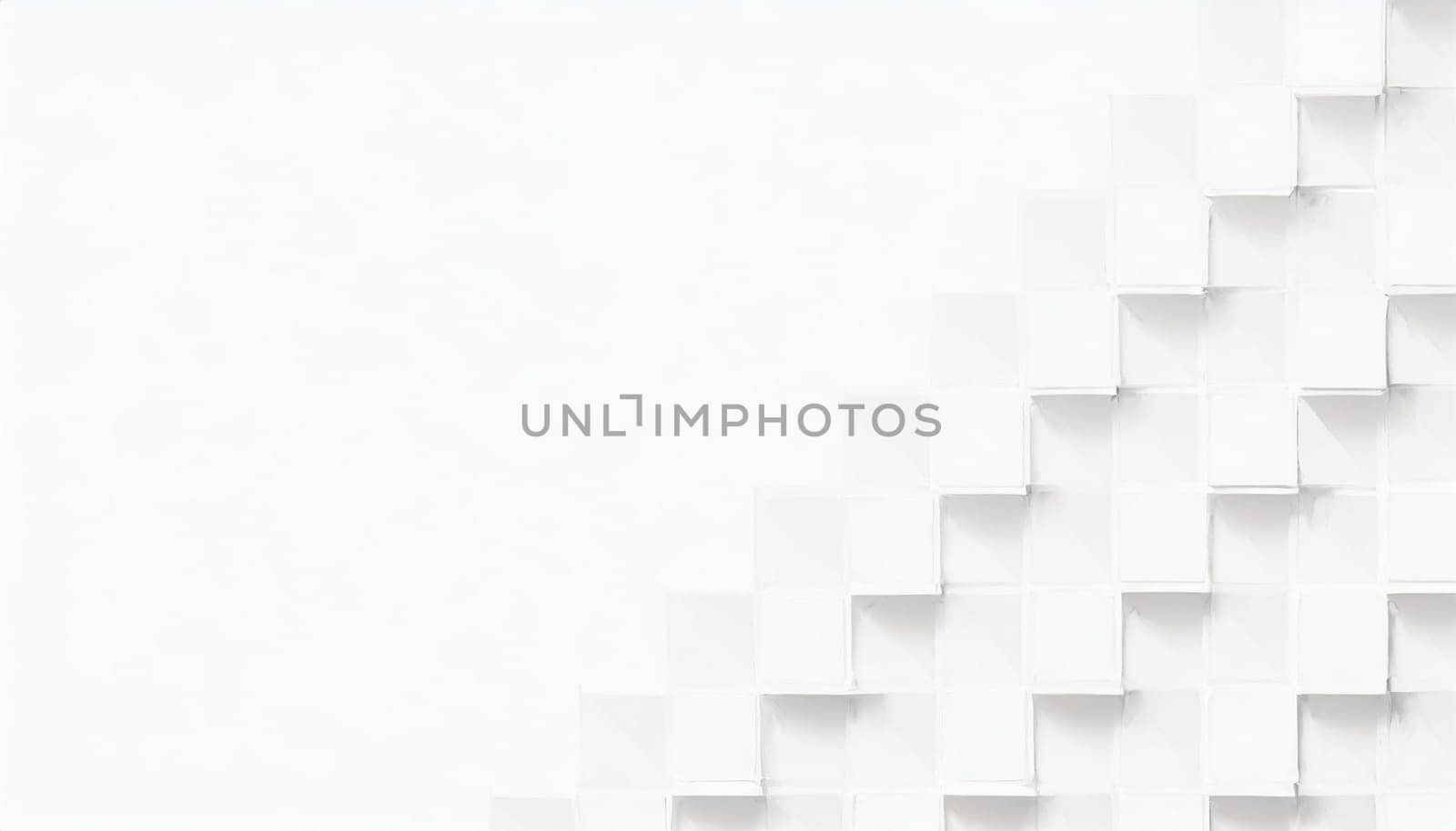 Random shifted white cube boxes block background wallpaper banner with copy space