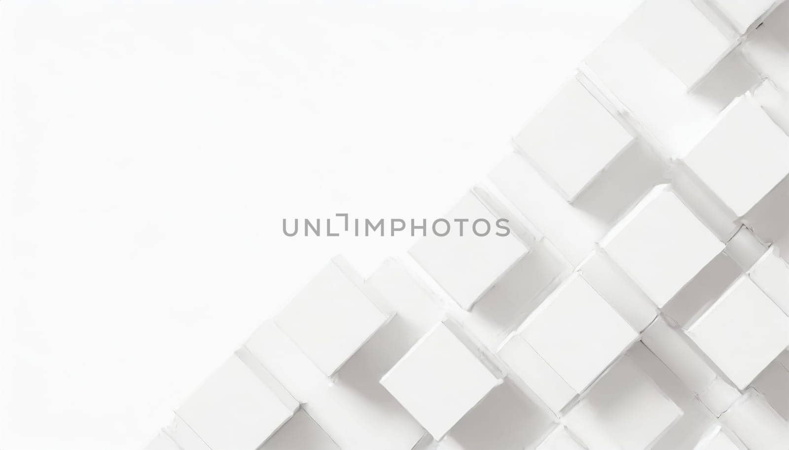 Random shifted white cube boxes block background wallpaper banner with copy space