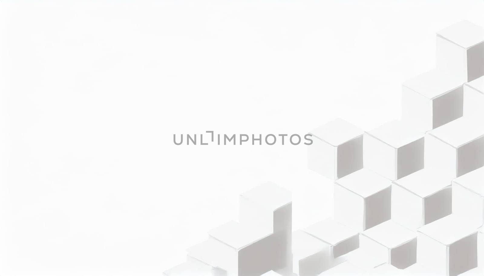 Random shifted white cube boxes block background wallpaper banner with copy space