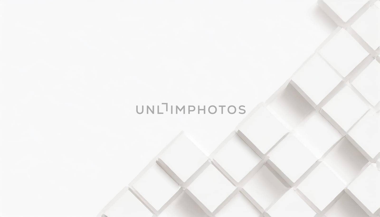 Random shifted white cube boxes block background wallpaper banner with copy space