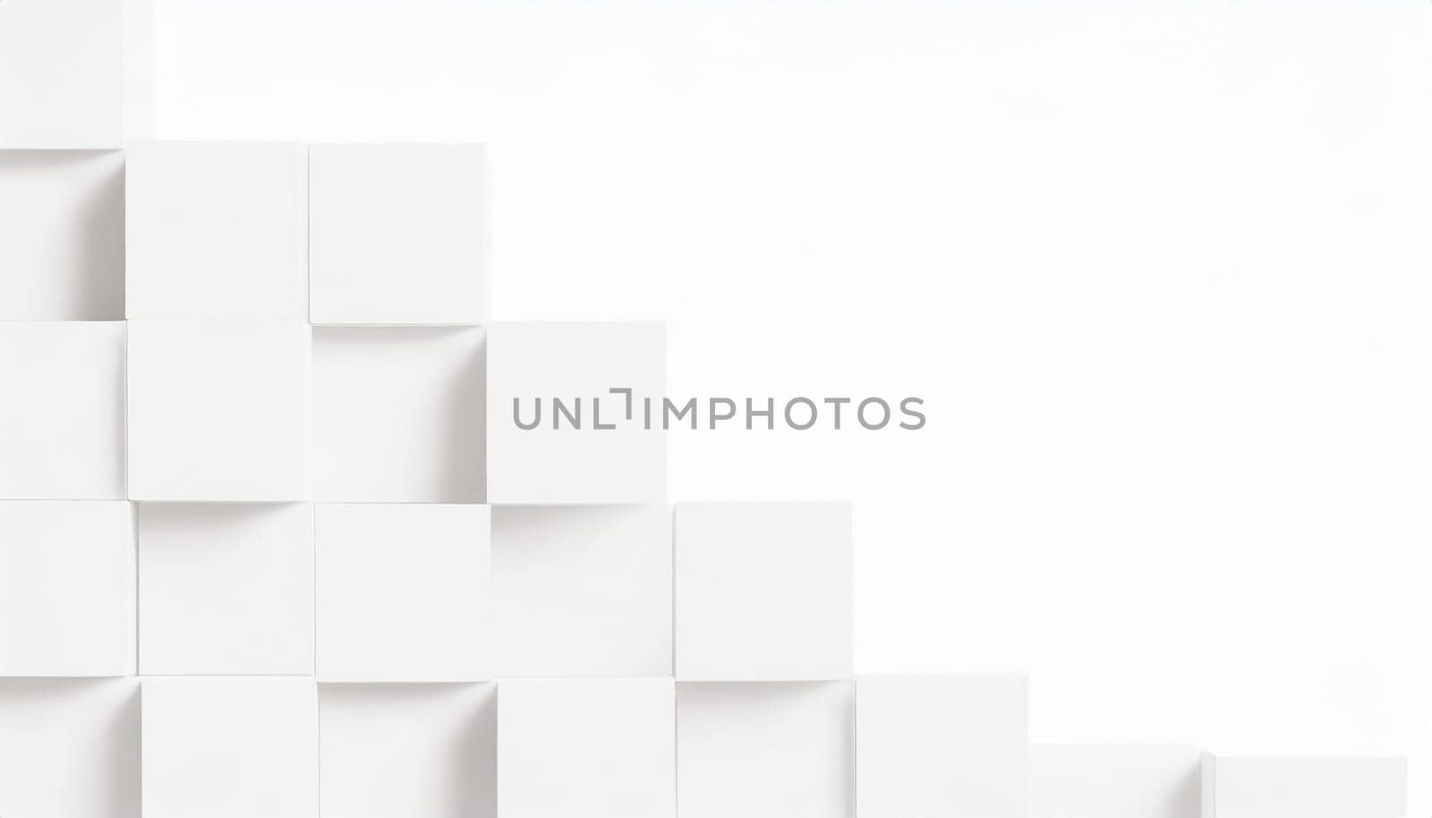 Random shifted white cube boxes block background wallpaper banner with copy space