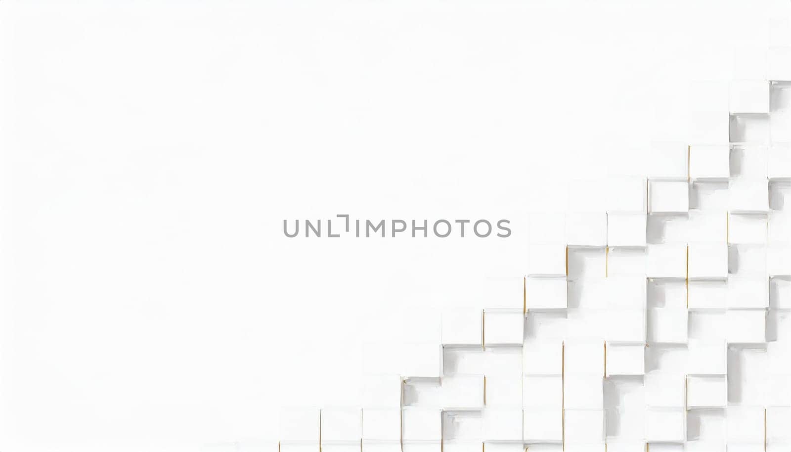 Random shifted white cube boxes block background wallpaper banner with copy space