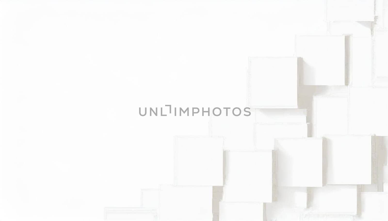 Random shifted white cube boxes block background wallpaper banner with copy space