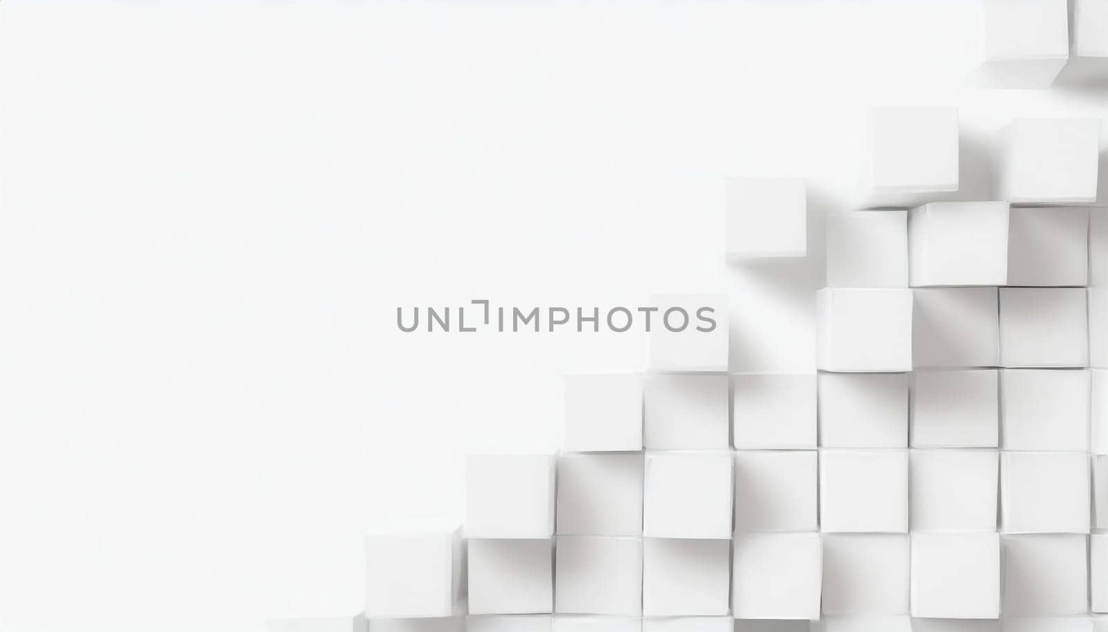 Random shifted white cube boxes block background wallpaper banner with copy space