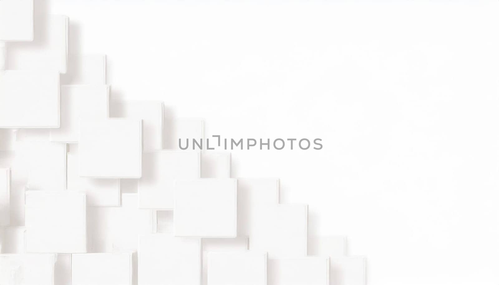 Random shifted white cube boxes block background wallpaper banner with copy space