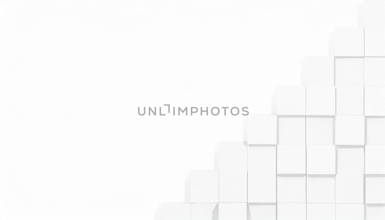 Random shifted white cube boxes block background wallpaper banner with copy space