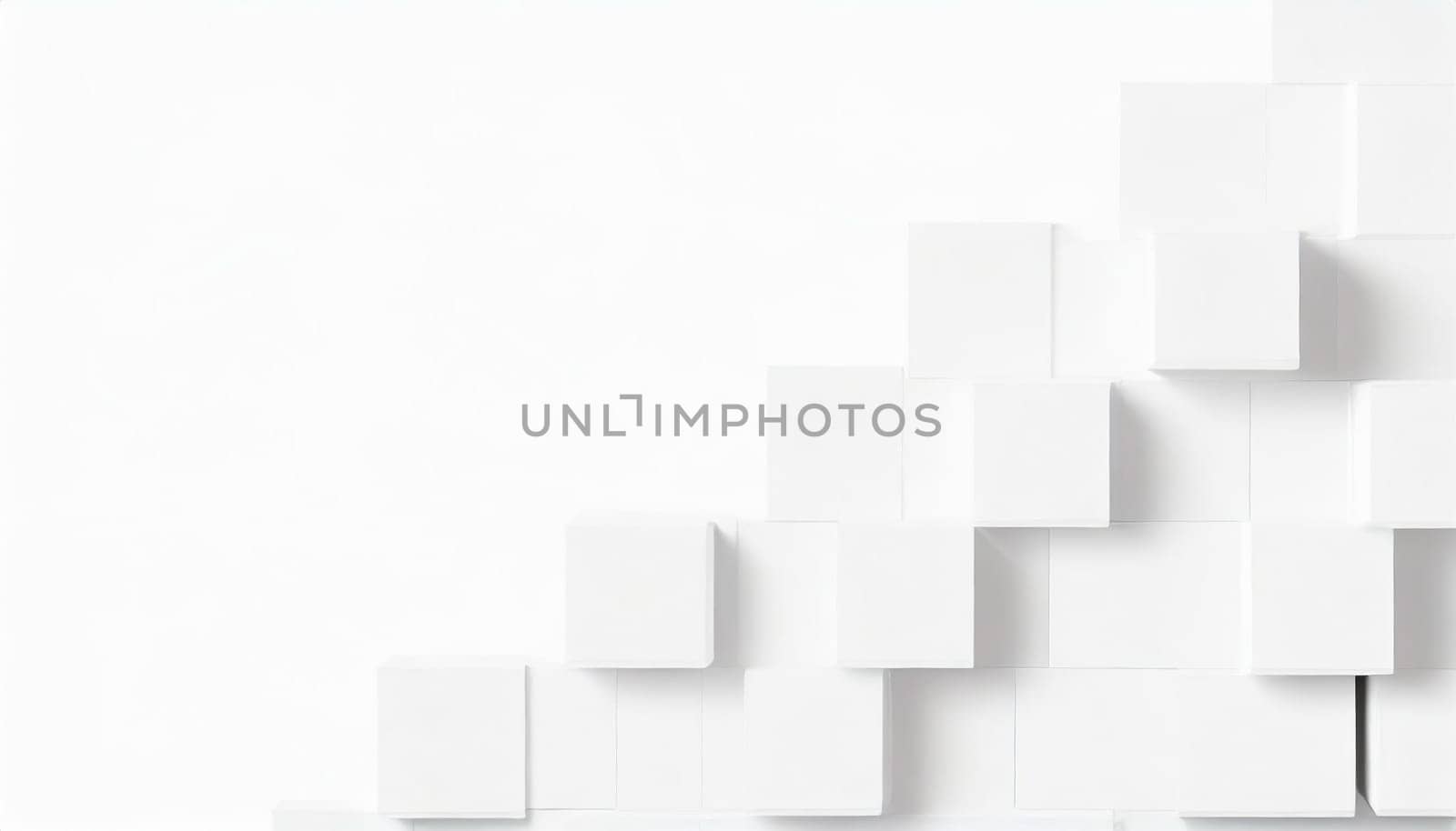 Random shifted white cube boxes block background wallpaper banner with copy space
