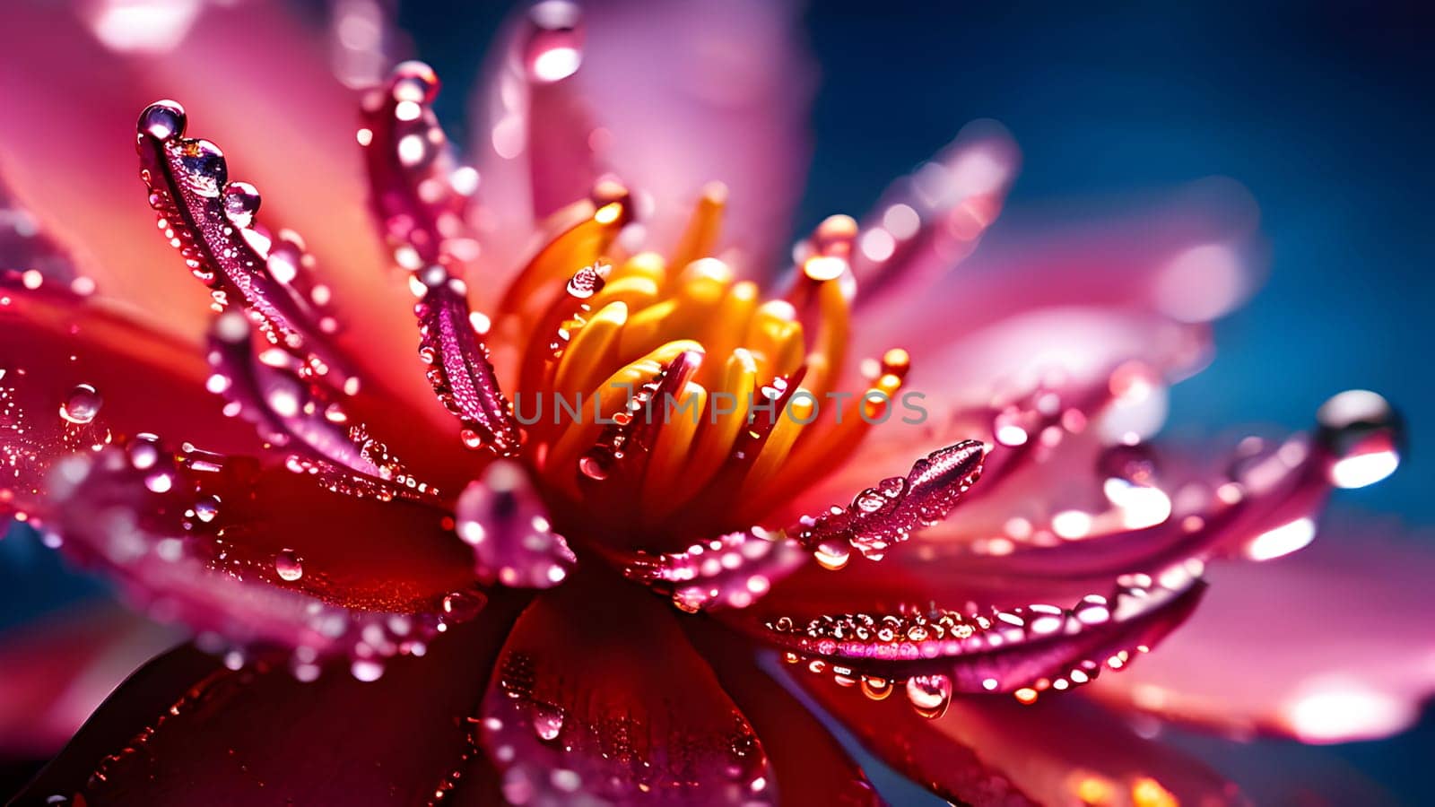 Beautiful fantasy macro water drops on plants