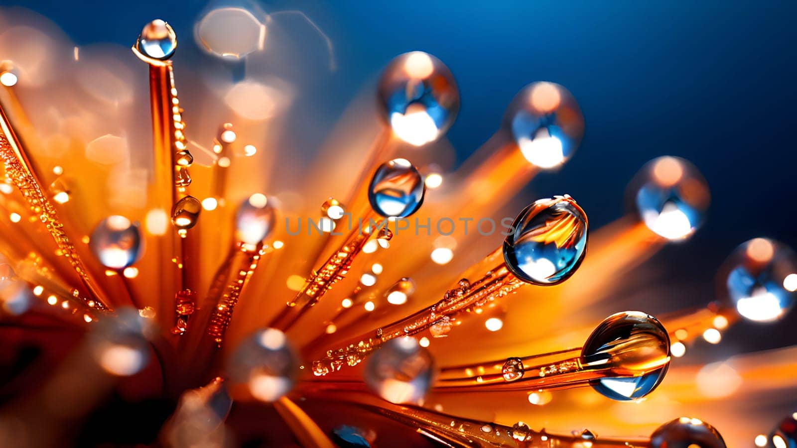 Beautiful fantasy macro water drops on plants