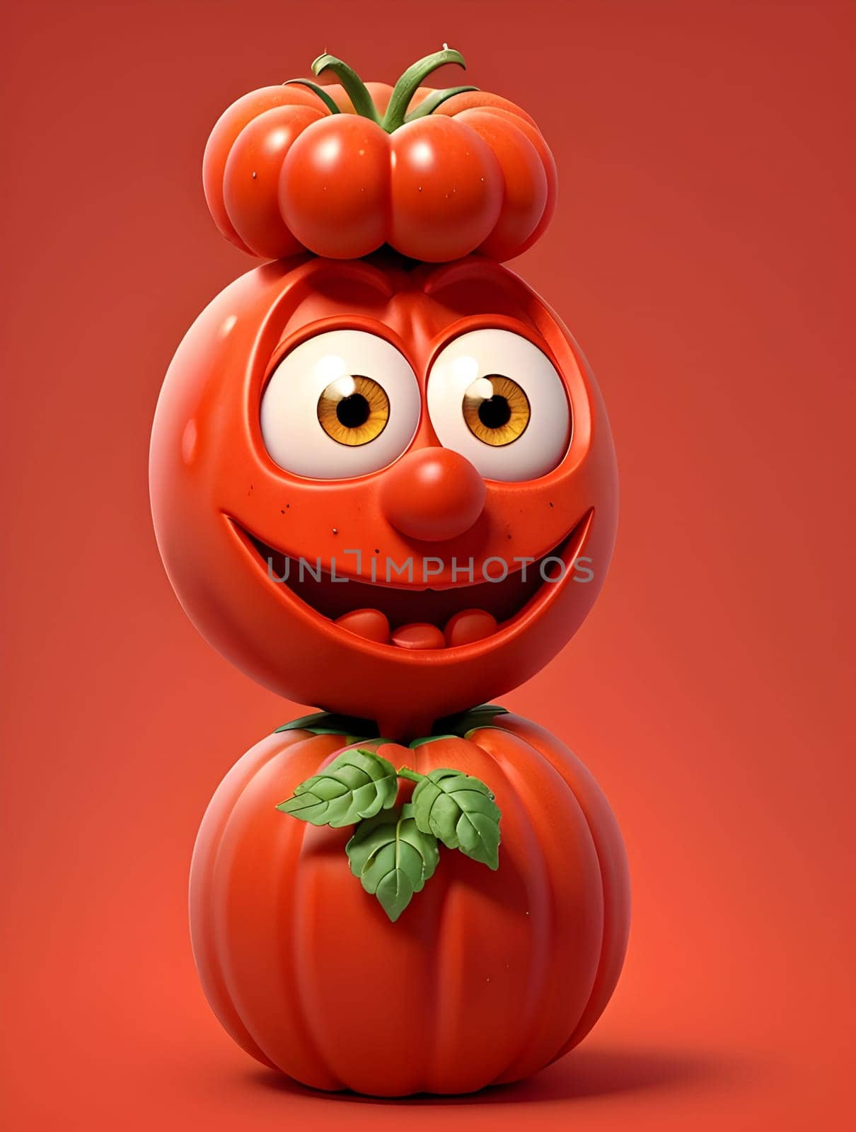 Funny tomato character on red