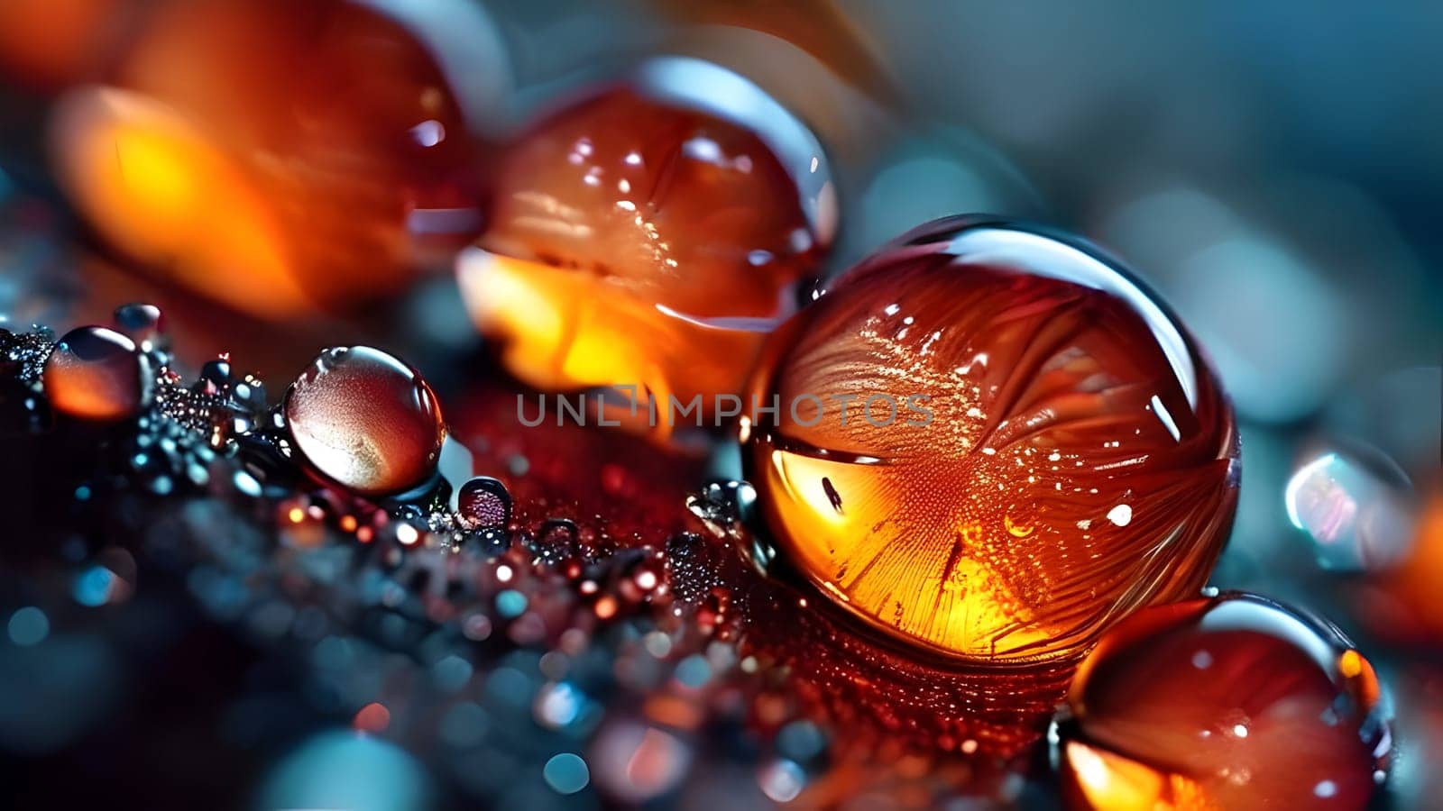 Beautiful fantasy macro water drops on plants