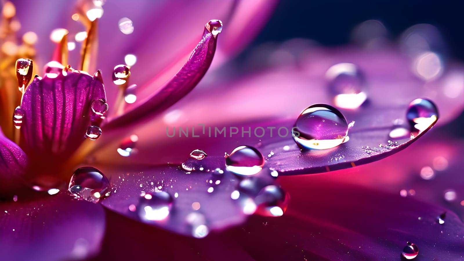 Beautiful fantasy macro water drops on plants