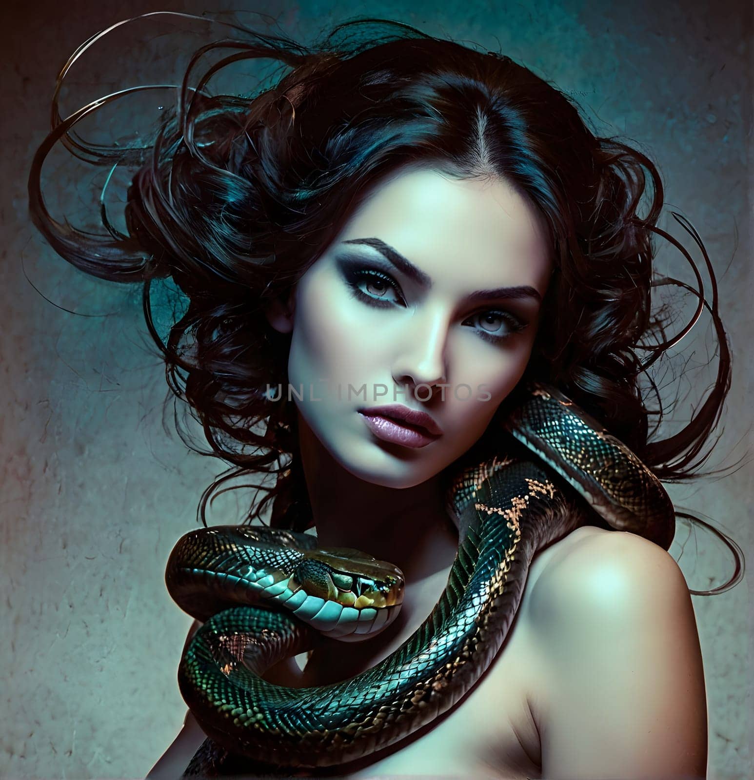 Snake and woman beautiful art
