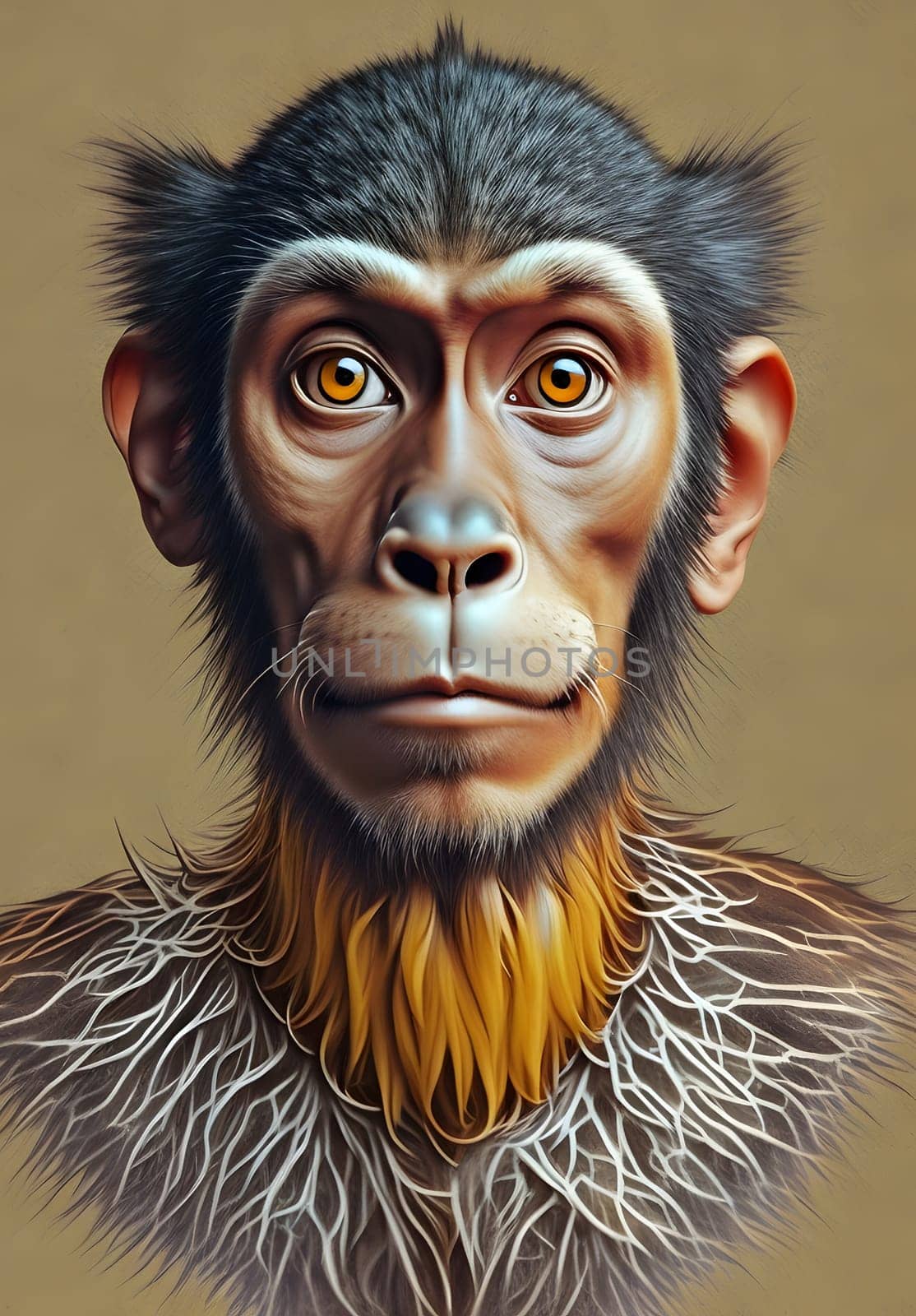 Man and monkey portrait evolution concept