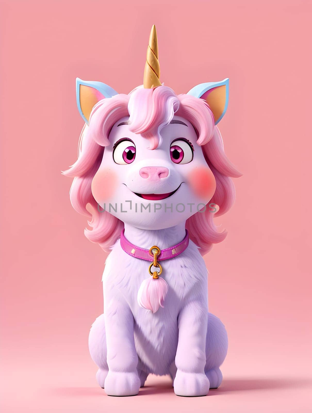 Funny cute unicorn on pink