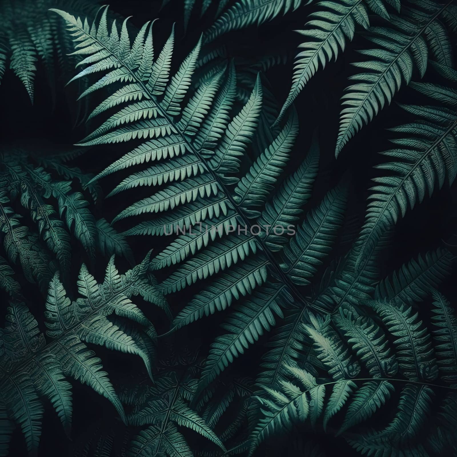 Dark botanical background from green big smooth leaves, green tropical. Generative AI