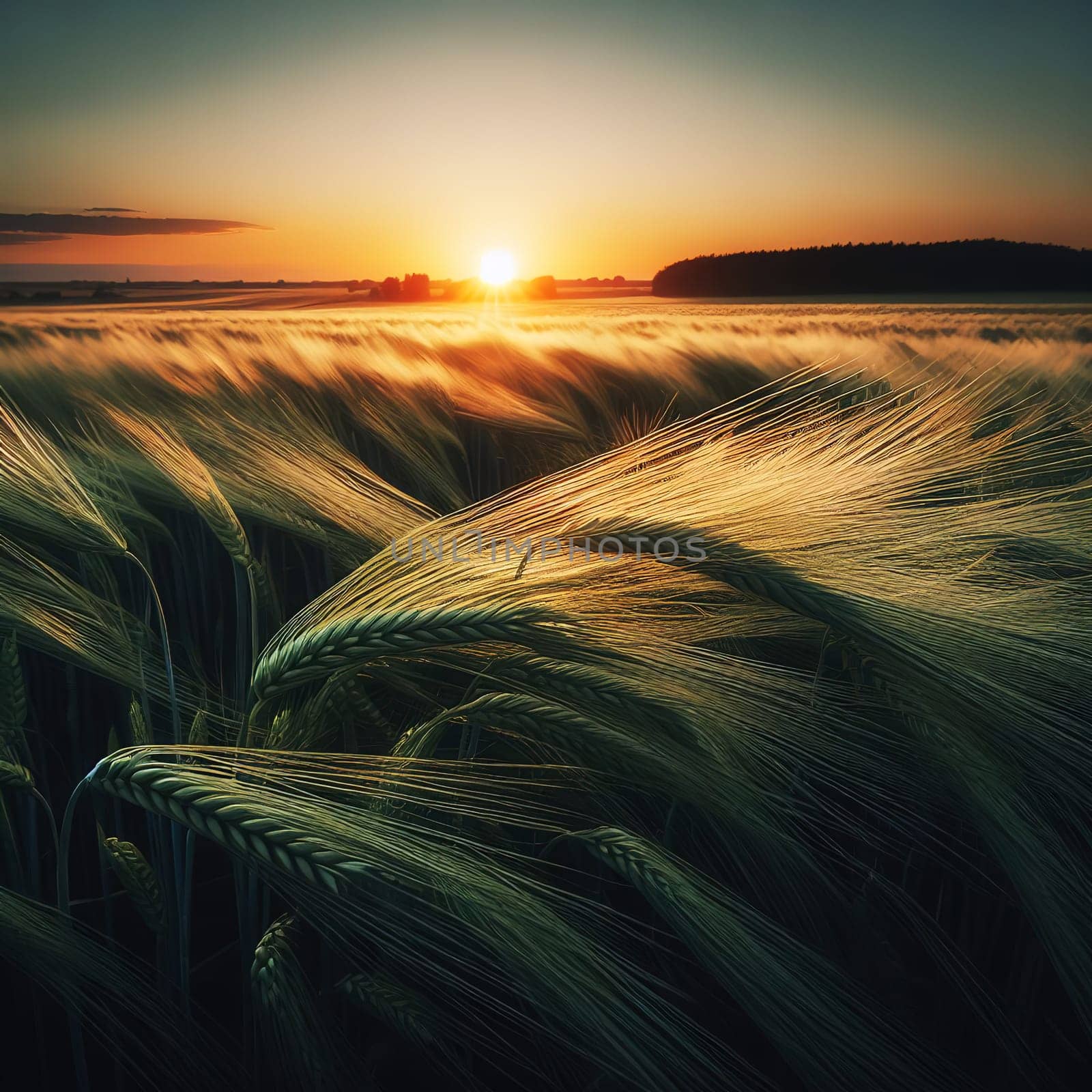 Cereal field in a sunny day. Generated AI
