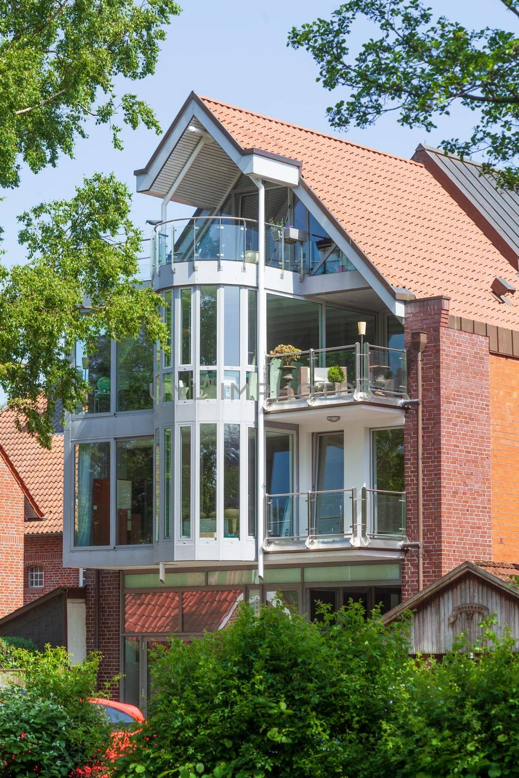 Modern brick residential building, Buxtehude, Lower Saxony, Germany