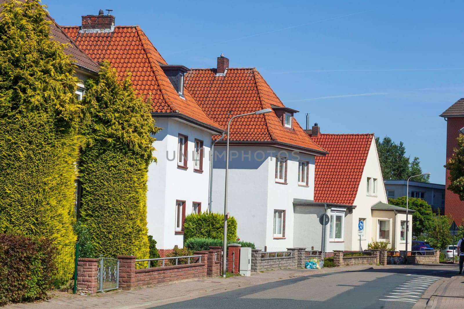 Residential buildings, white modern residential buildings, Wunstorf, Lower Saxony, Germany