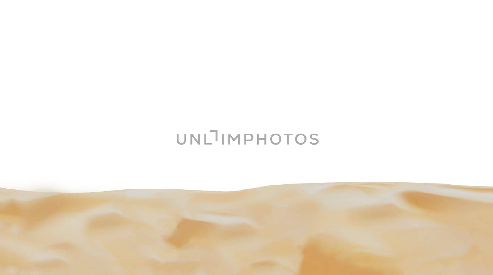 At the bottom of the frame there is an abstract yellow beach sand with an uneven surface on a white background