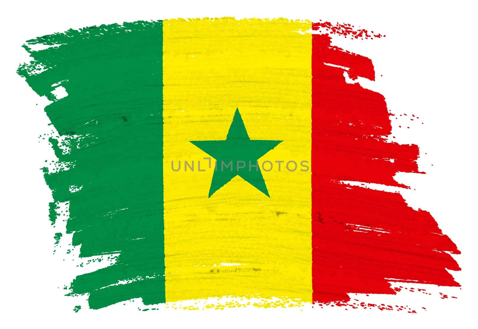 A Senegal flag background paint splash brushstroke 3d illustration with clipping path