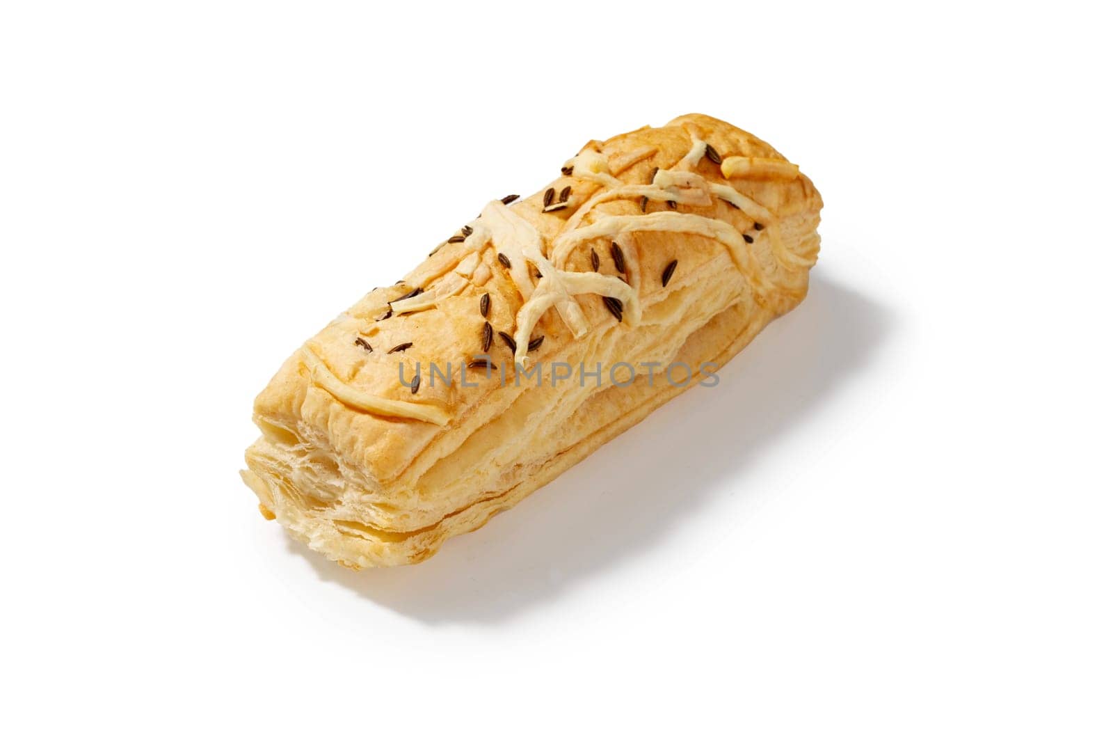 Savor the crunchy perfection of cheese crackers and cumin. A golden brown, flaky pastry filled with melted cheese and sprinkled with caraway seeds