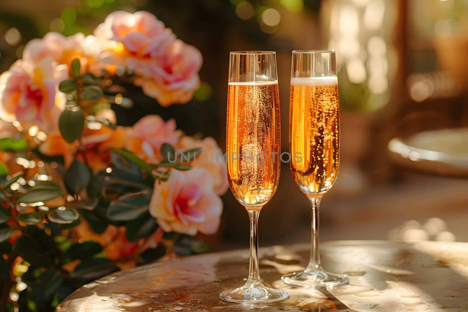 2 drinks on backyard table in summer evokes relaxation, freshness, happiness atmosphere signifies relaxation, warmth and joy of sharing with loved ones in a welcoming space contributing to happiness.