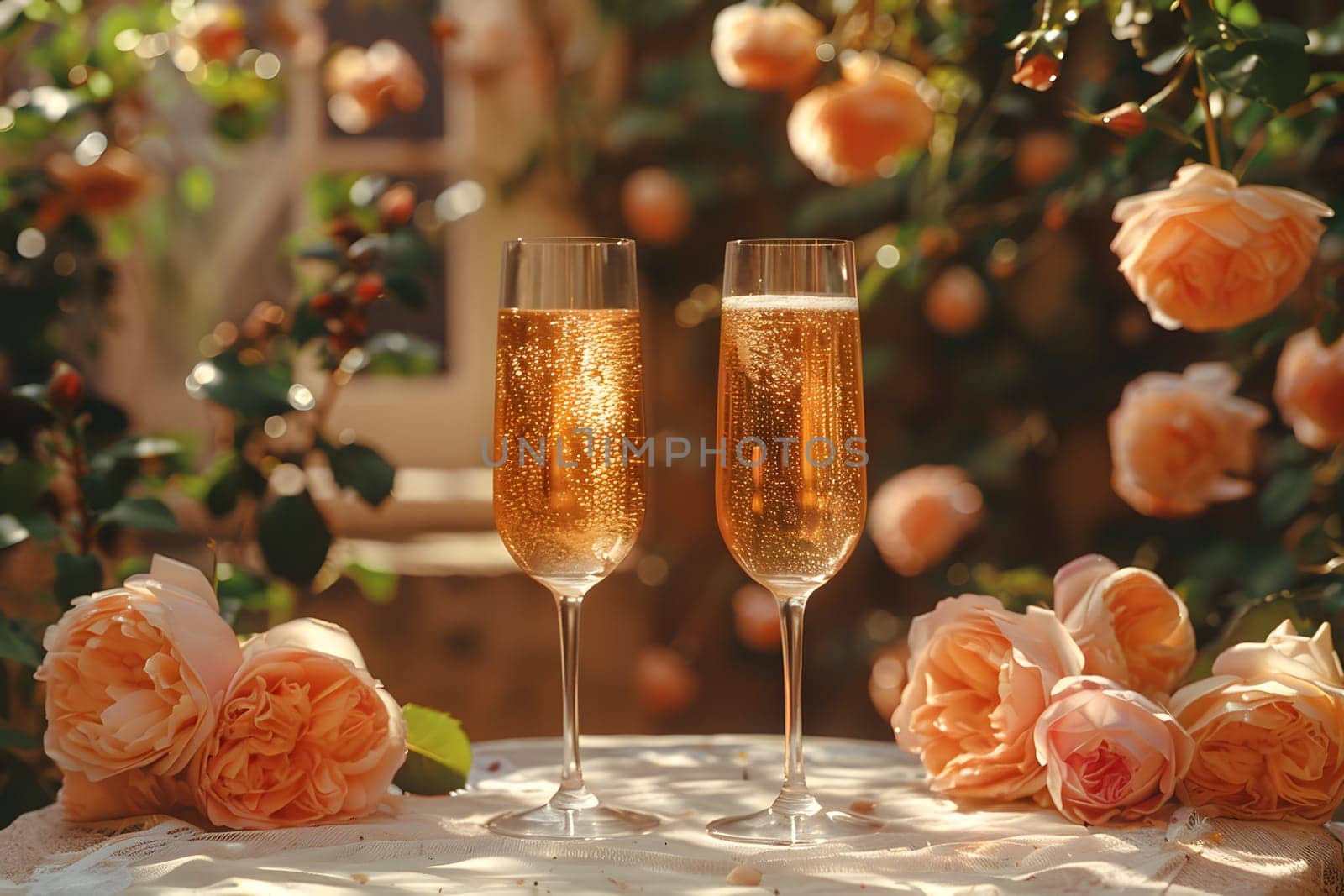 2 drinks on backyard table in summer evokes relaxation, freshness, happiness atmosphere signifies relaxation, warmth and joy of sharing with loved ones in a welcoming space contributing to happiness.