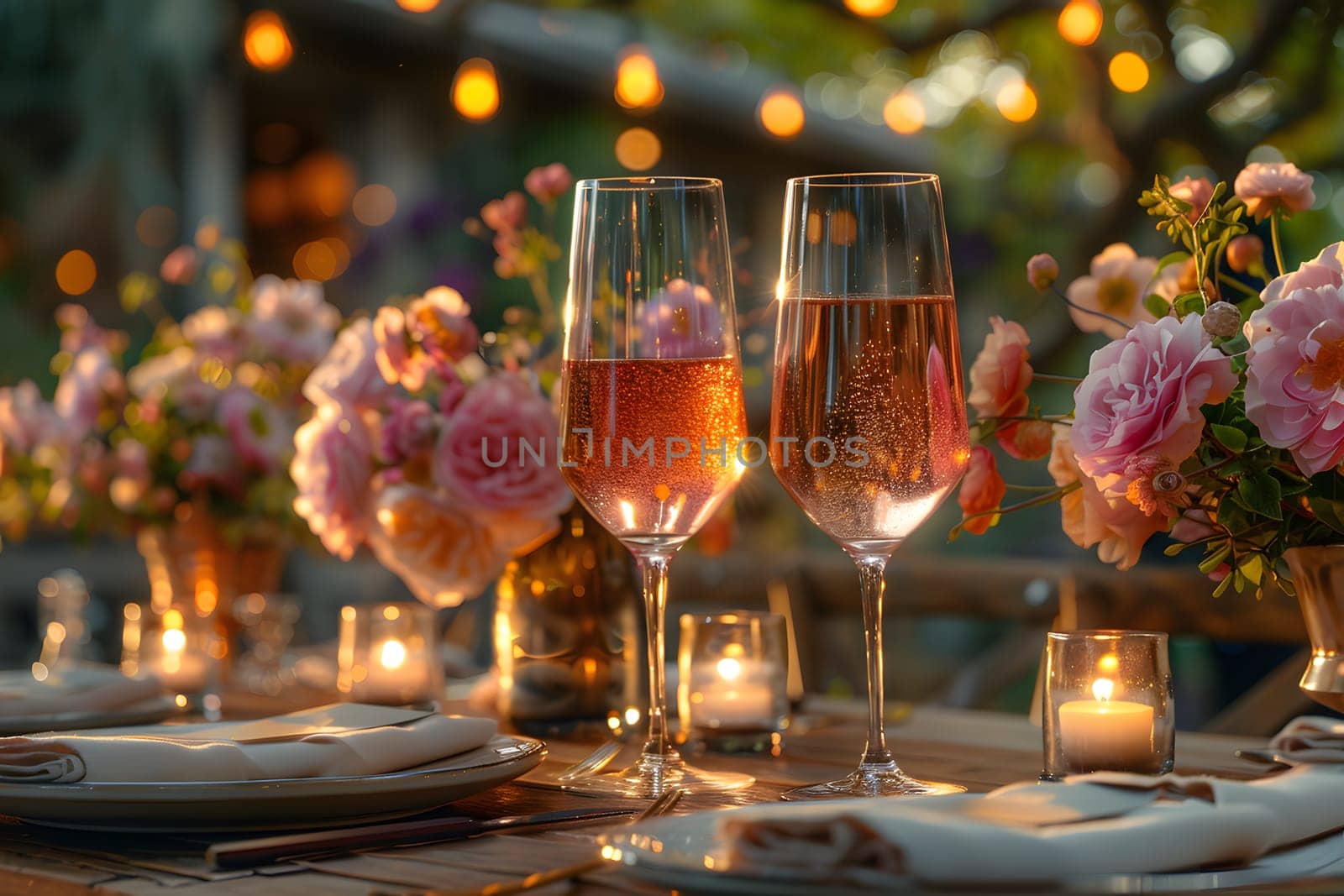 2 drinks on backyard table in summer evokes relaxation, freshness, happiness atmosphere signifies relaxation, warmth and joy of sharing with loved ones in a welcoming space contributing to happiness.