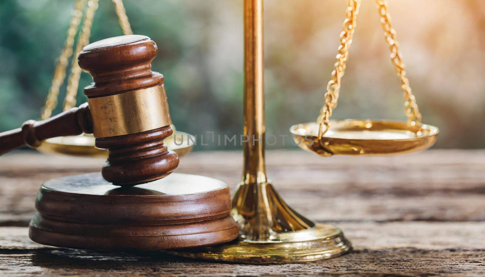 Legal office of lawyers and attorney. Close up of Scale of Justice