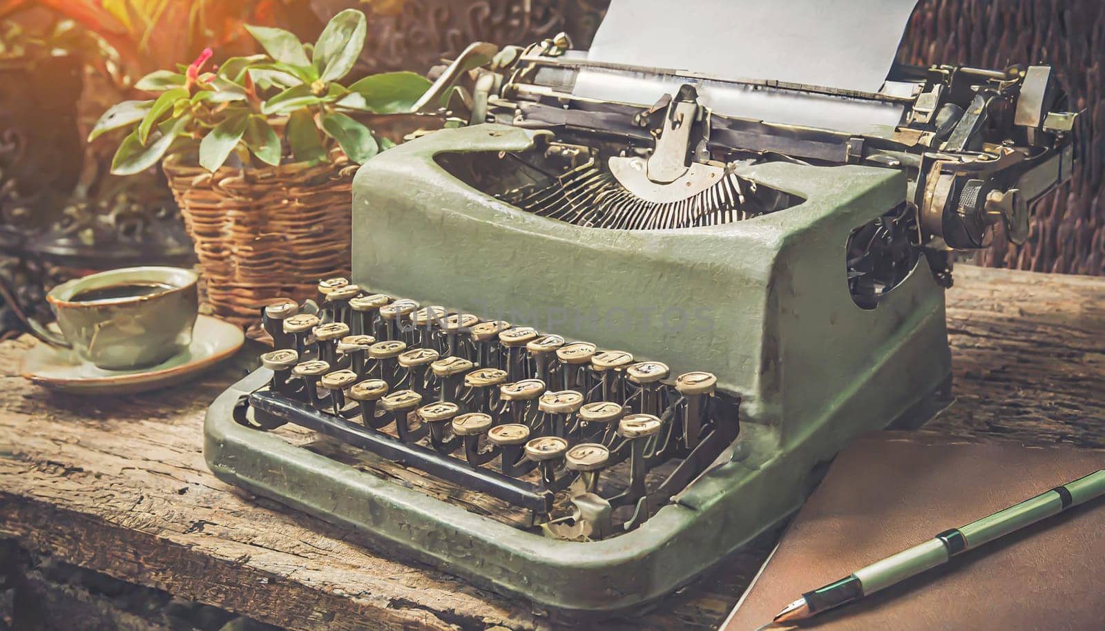 close up of typewriter vintage retro styled