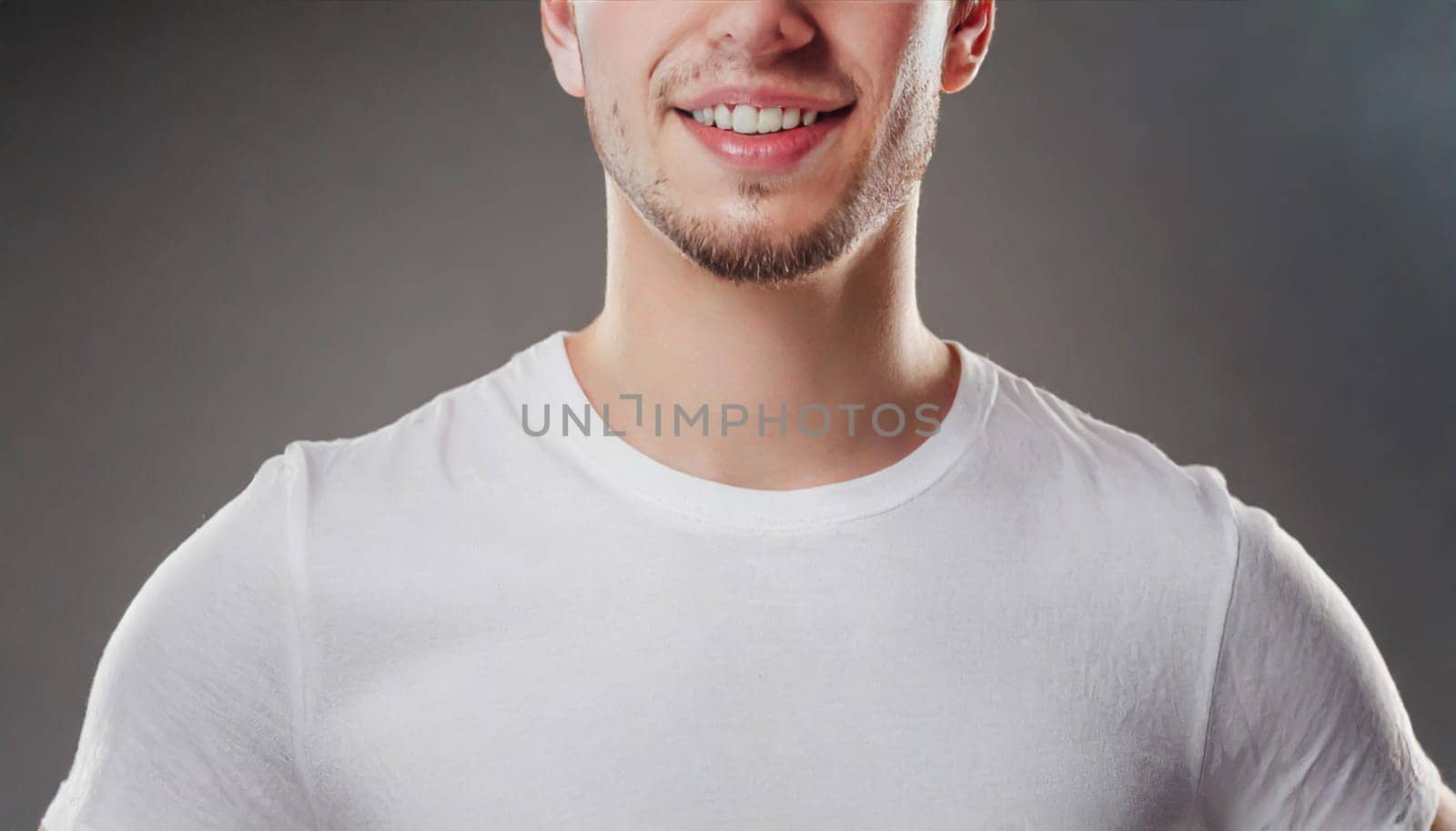 Shirt design and people concept - close up of young man in blank white tshirt front and rear isolated. Mock up template.