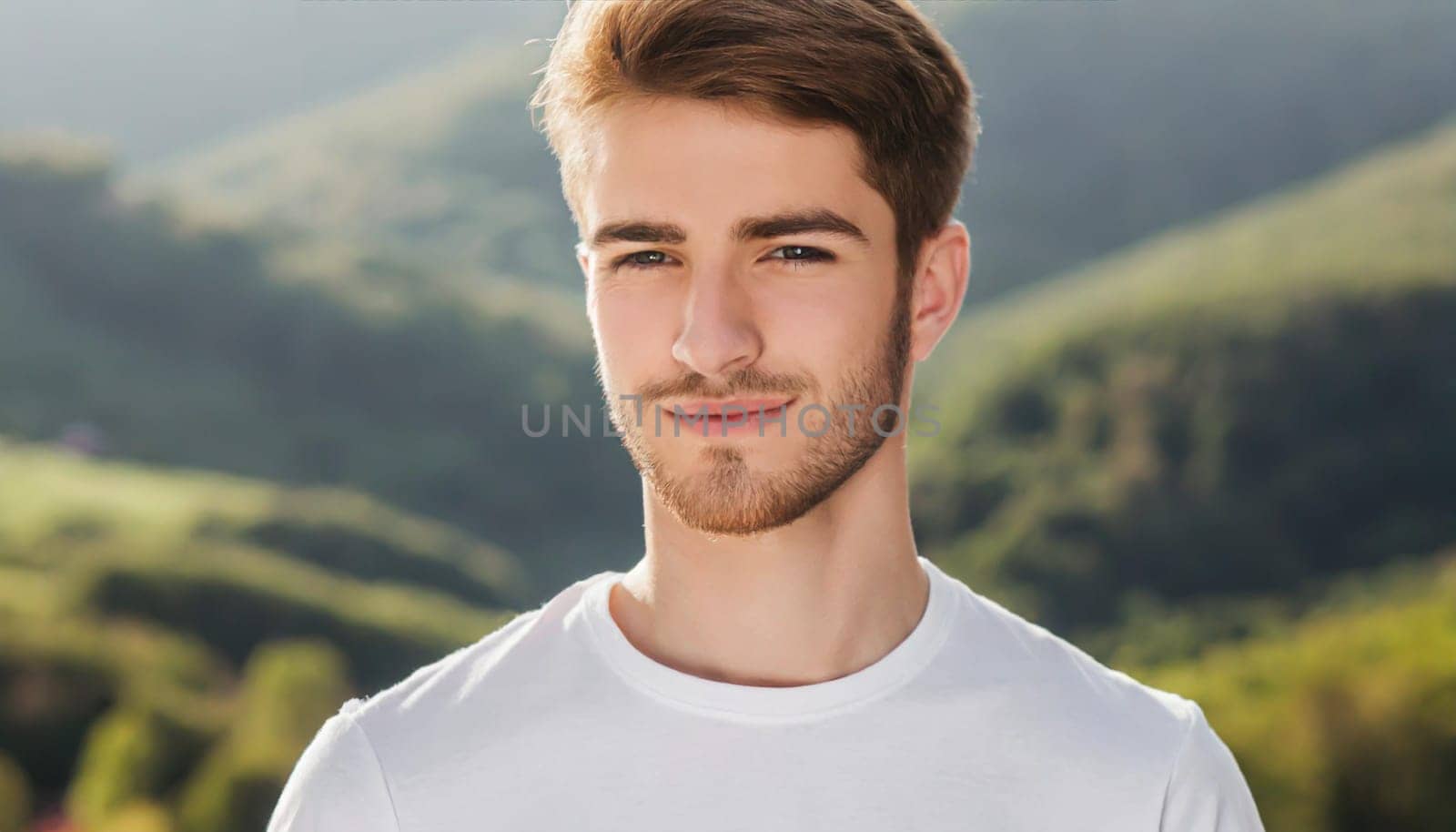 Shirt design and people concept - close up of young man in blank white tshirt front and rear isolated. Mock up template.