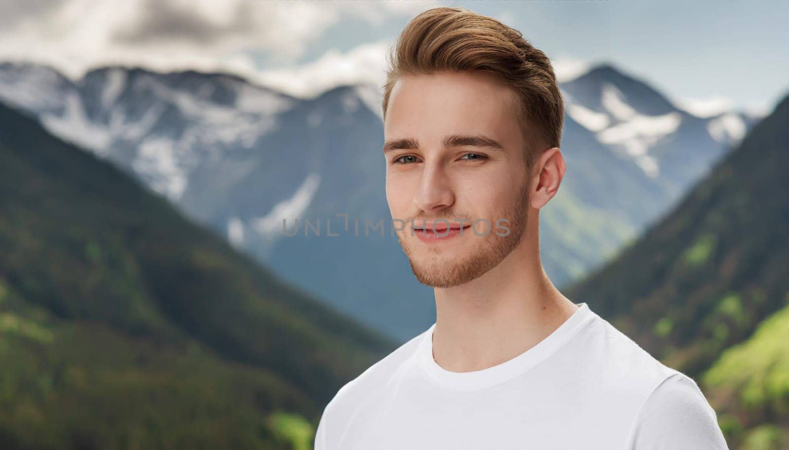 Shirt design and people concept - close up of young man in blank white tshirt front and rear isolated. Mock up template.