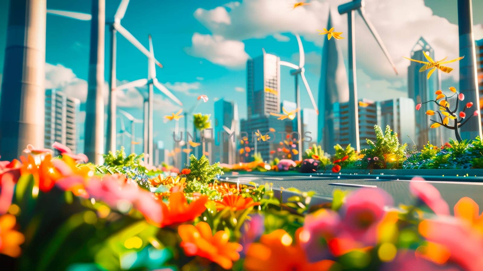 An eco-friendly modern city powered entirely by renewable energy sources. AI generated